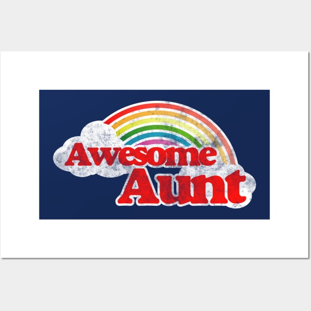 Awesome Aunt retro rainbow Wall Art by bubbsnugg